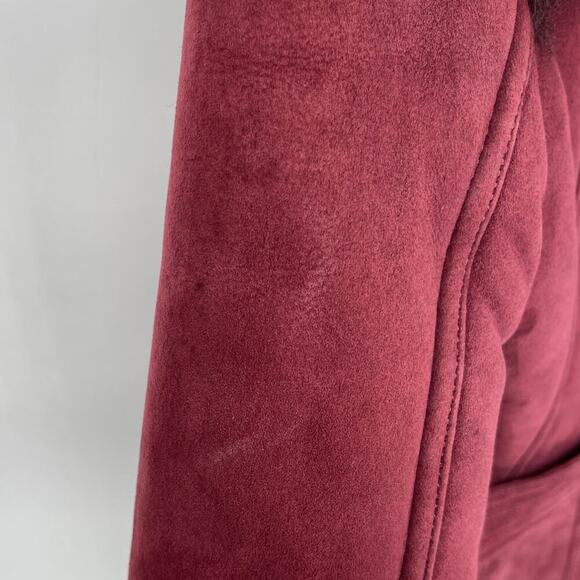 Burberry Burgundy Suede Shearling Haddingcroft Double Breasted Jacket US size 2 - Picture 10 of 16